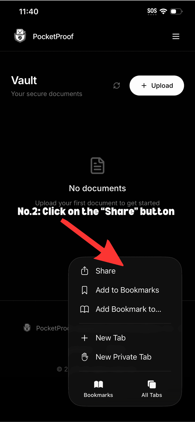Tap the Share button